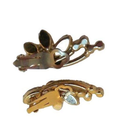 Stunning Topaz Crystals Clip On Earrings Lovely Vintage Costume Jewelry - Picture 8 of 8
